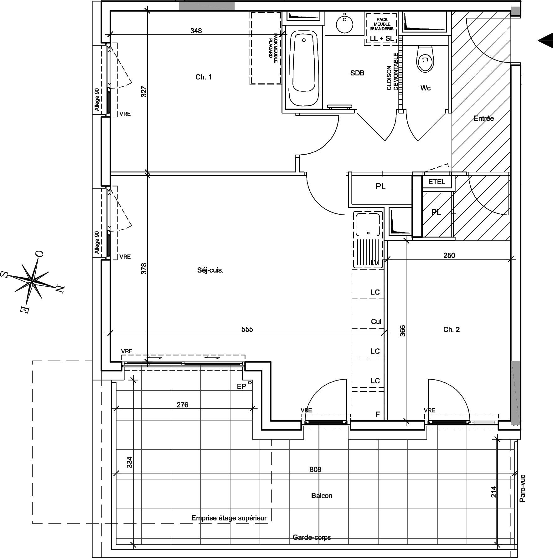 Appartement T3 de 60 50 m2 1er étage E Le Domaine des Saules Blancs