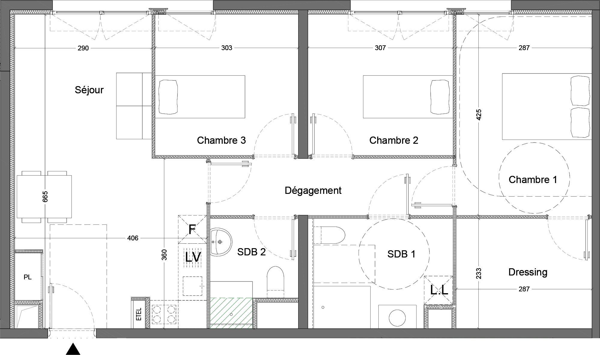 Appartement T4 de 76 53 m2 4ème étage NO Avant Scène Nice ref 503