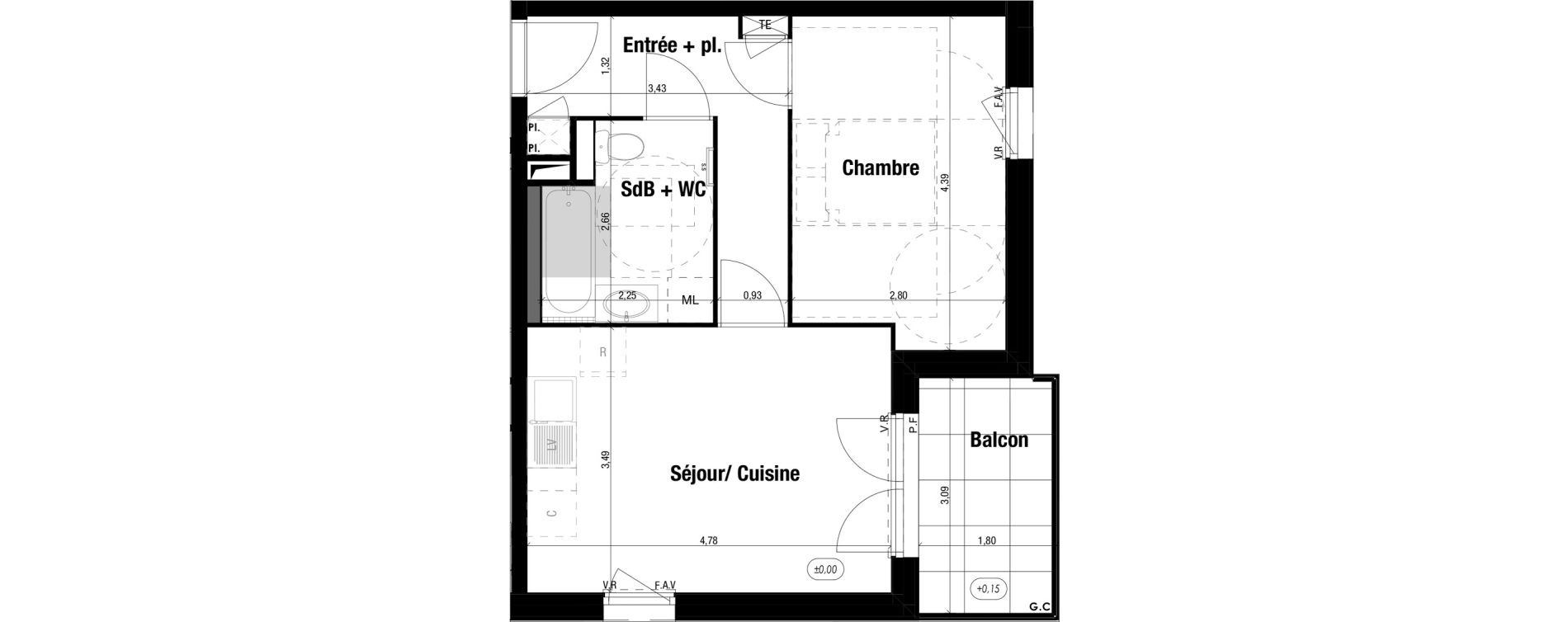 Appartement T2 de 41,03 m2 &agrave; Amb&eacute;rieu-En-Bugey Tiret les allymes