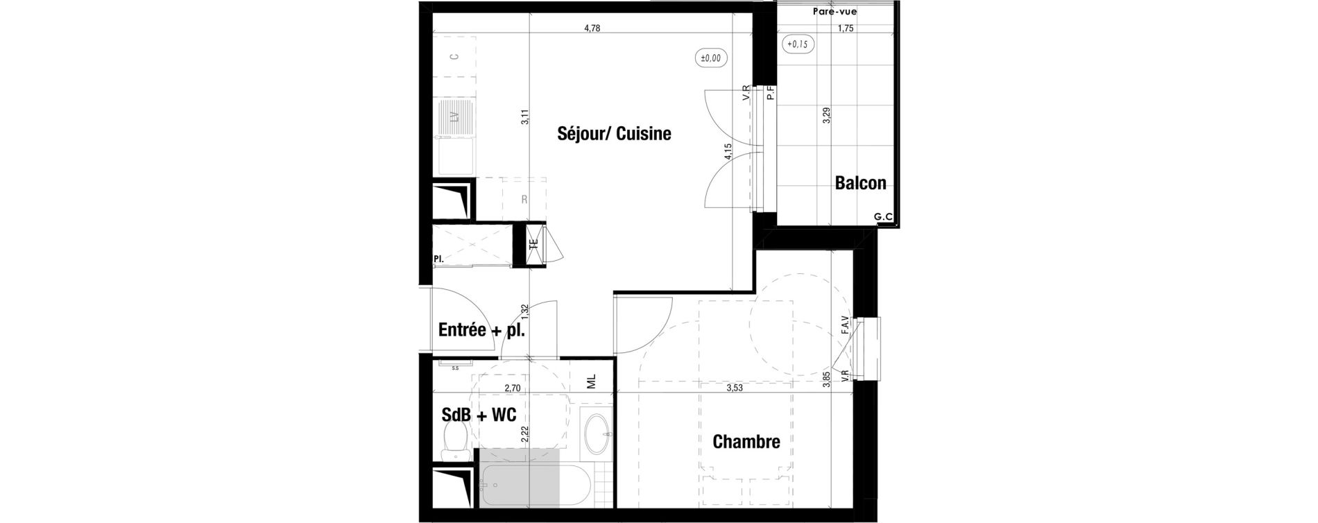 Appartement T2 de 39,39 m2 &agrave; Amb&eacute;rieu-En-Bugey Tiret les allymes