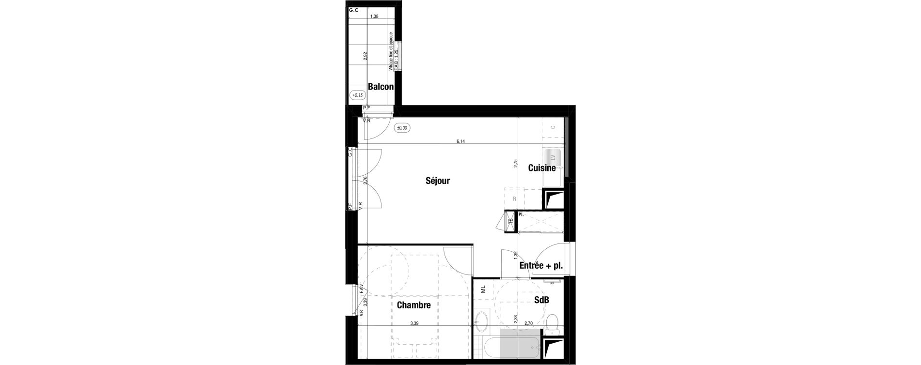 Appartement T2 de 42,47 m2 &agrave; Amb&eacute;rieu-En-Bugey Tiret les allymes