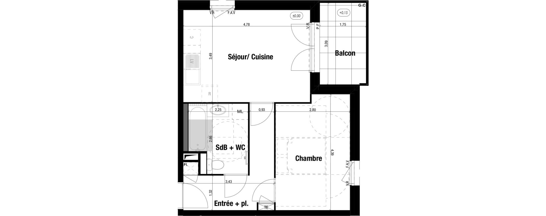Appartement T2 de 41,03 m2 &agrave; Amb&eacute;rieu-En-Bugey Tiret les allymes
