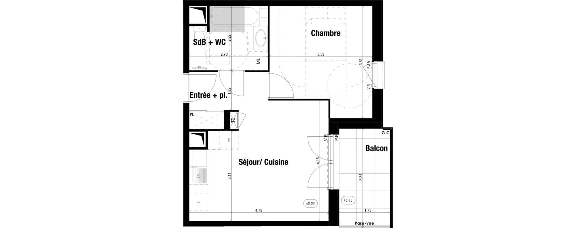 Appartement T2 de 39,41 m2 &agrave; Amb&eacute;rieu-En-Bugey Tiret les allymes