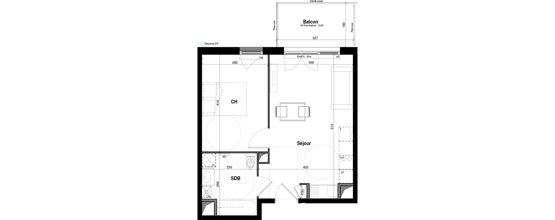 Appartement T2 de 39,36 m2 &agrave; Amb&eacute;rieu-En-Bugey Longeray - gare