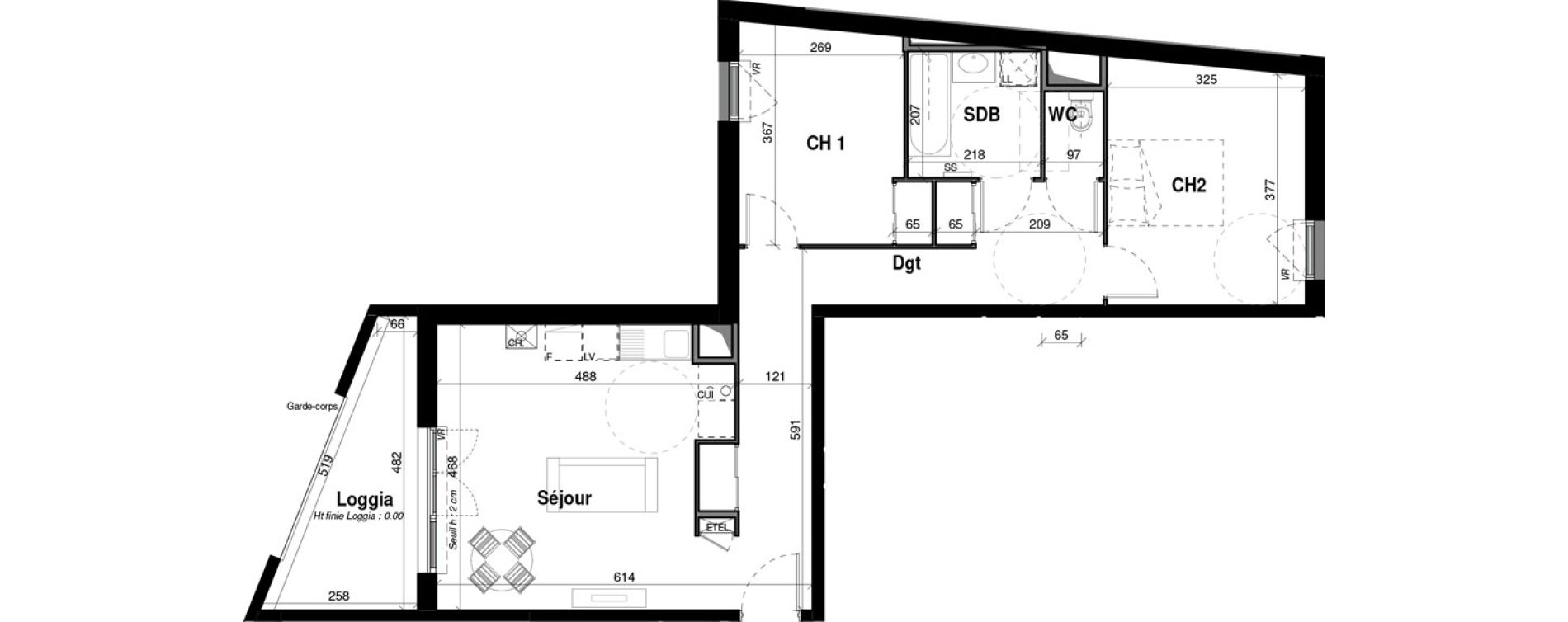 Appartement T3 de 65,38 m2 &agrave; Amb&eacute;rieu-En-Bugey Longeray - gare