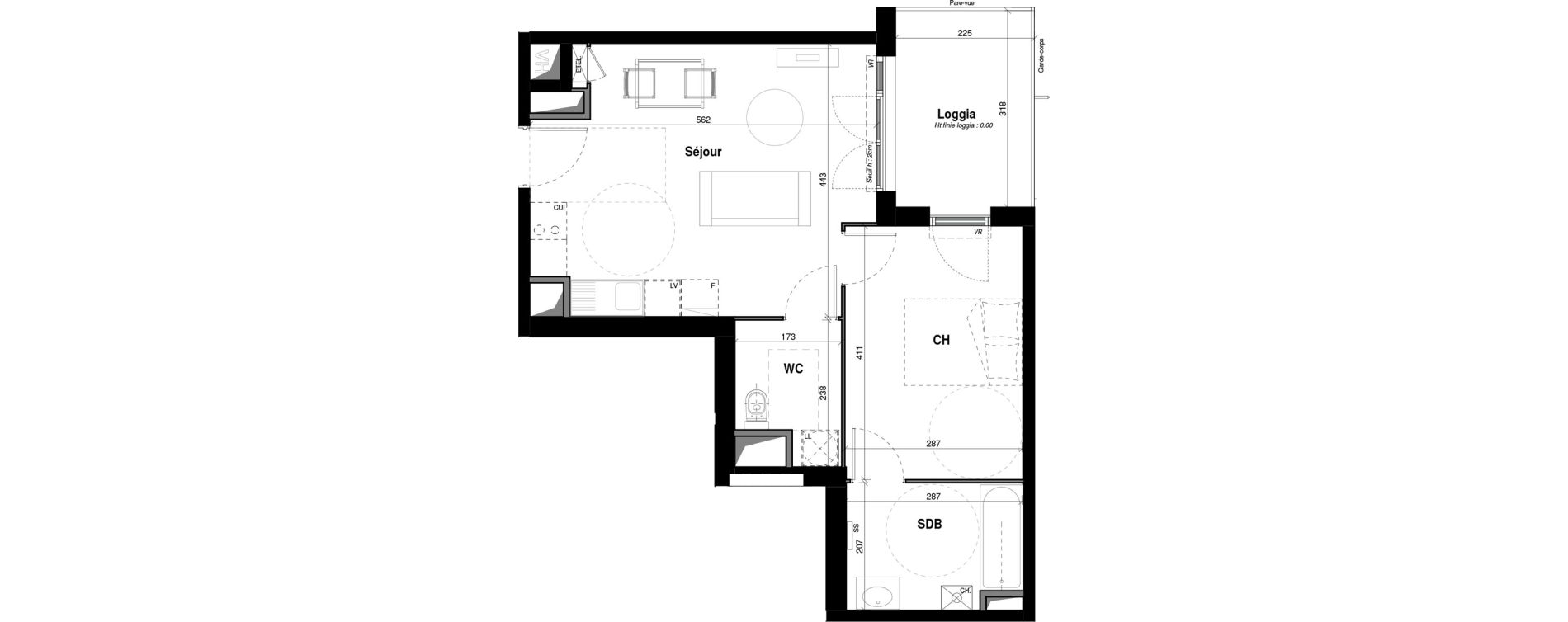 Appartement T2 de 43,49 m2 &agrave; Amb&eacute;rieu-En-Bugey Longeray - gare