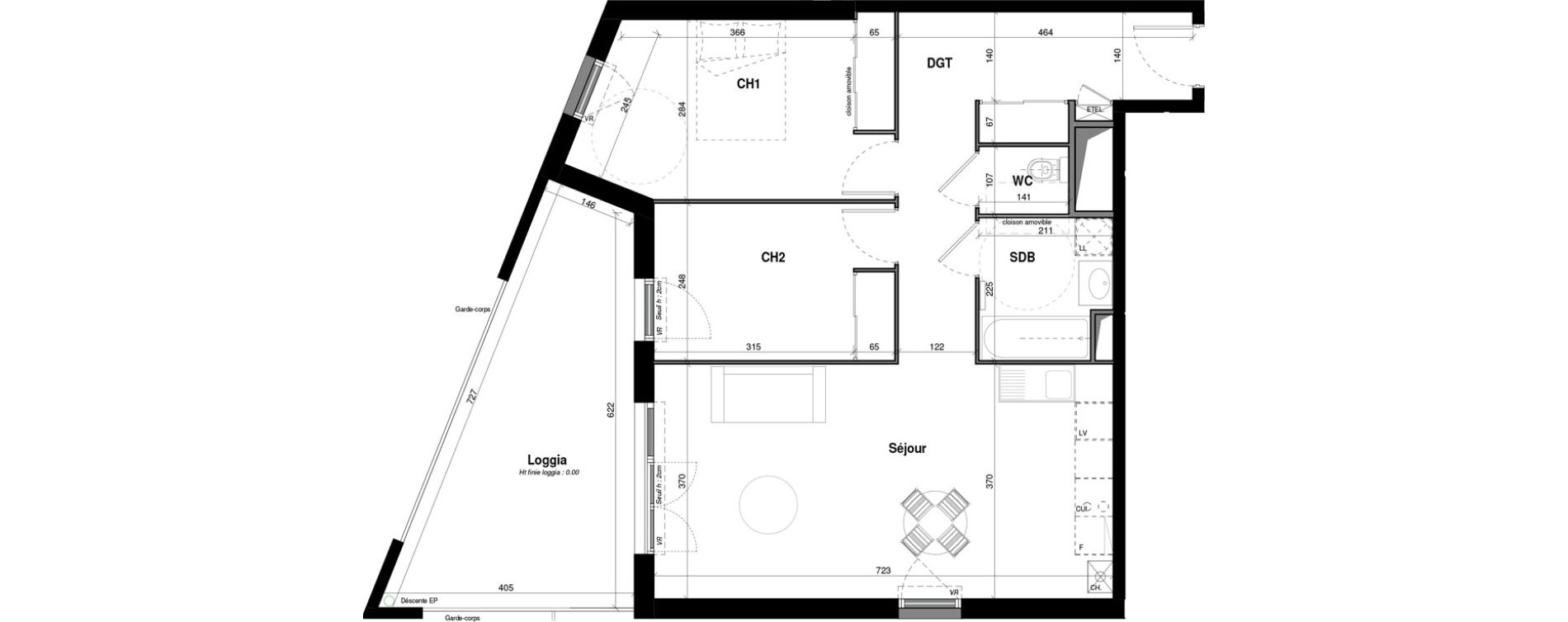 Appartement T3 de 68,09 m2 &agrave; Amb&eacute;rieu-En-Bugey Longeray - gare