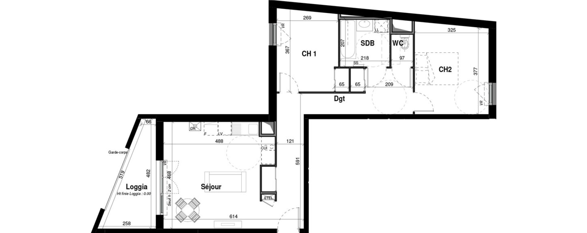 Appartement T3 de 65,38 m2 &agrave; Amb&eacute;rieu-En-Bugey Longeray - gare