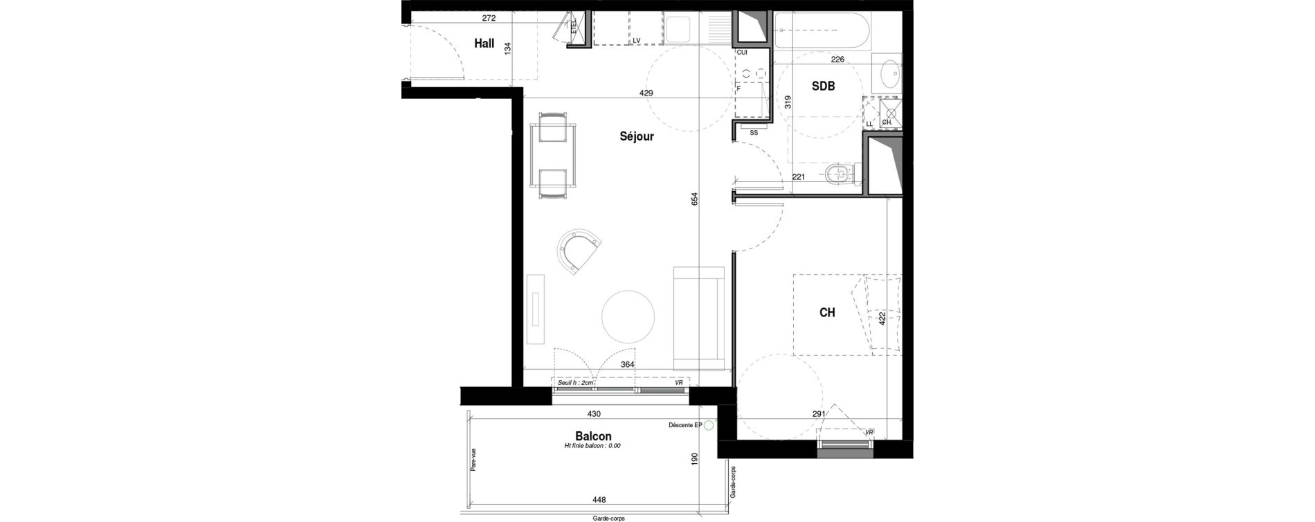 Appartement T2 de 46,50 m2 &agrave; Amb&eacute;rieu-En-Bugey Longeray - gare