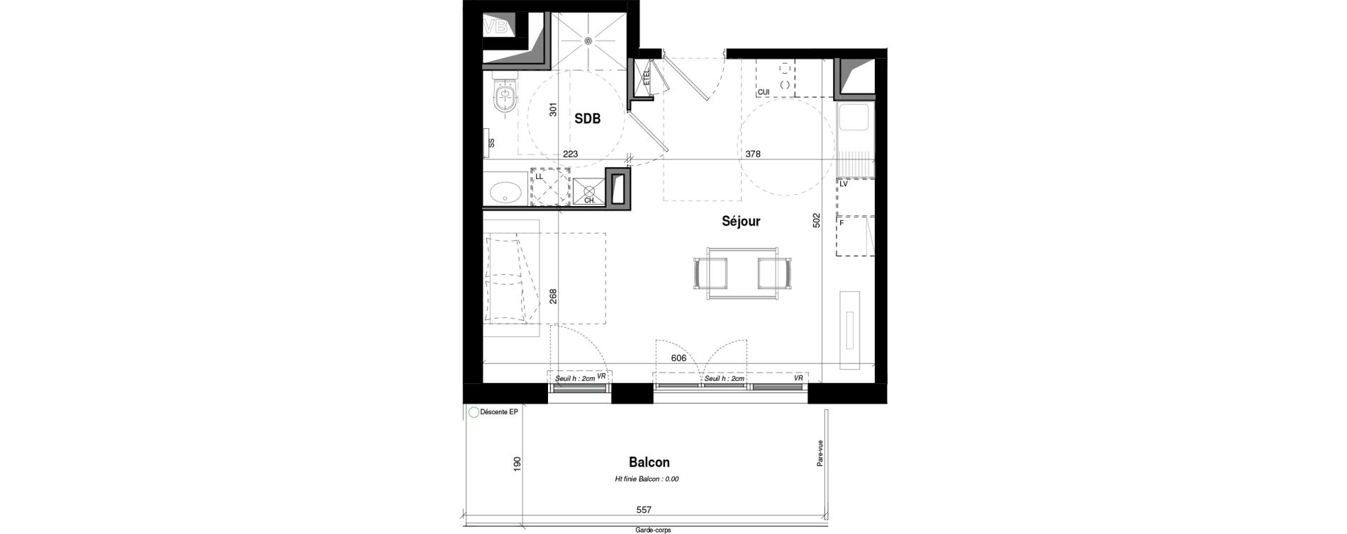 Appartement T1 de 30,01 m2 &agrave; Amb&eacute;rieu-En-Bugey Longeray - gare