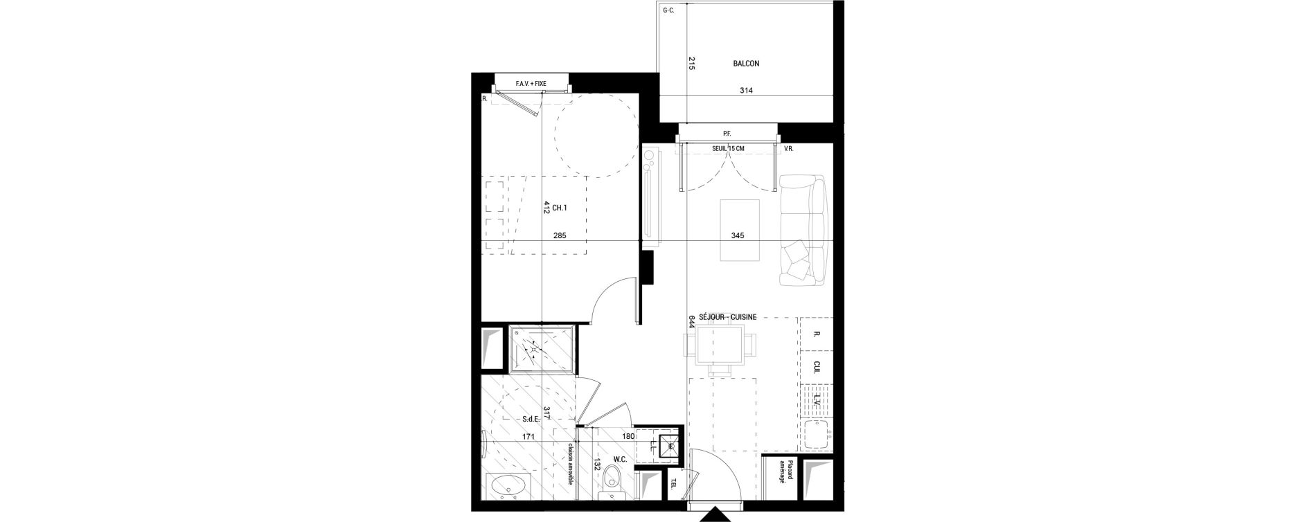 Appartement T2 de 41,00 m2 &agrave; Amb&eacute;rieu-En-Bugey Longeray - gare