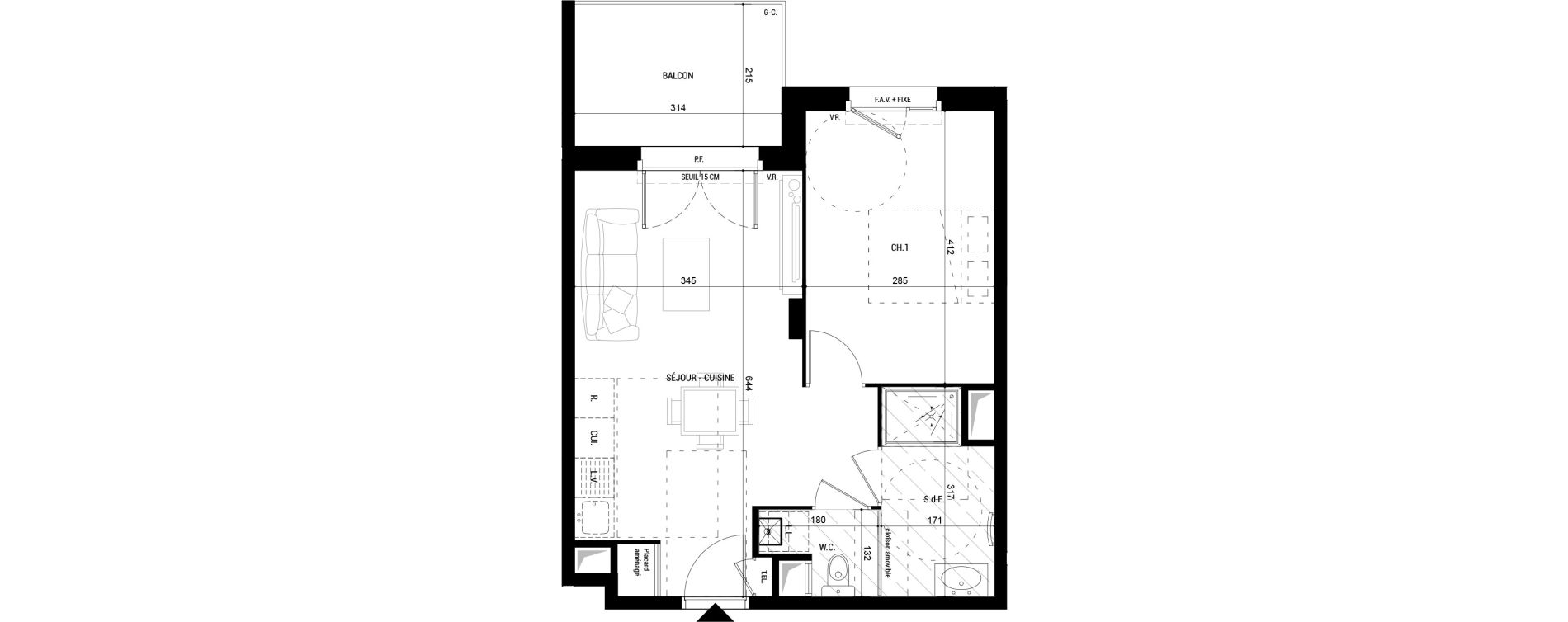 Appartement T2 de 41,00 m2 &agrave; Amb&eacute;rieu-En-Bugey Longeray - gare