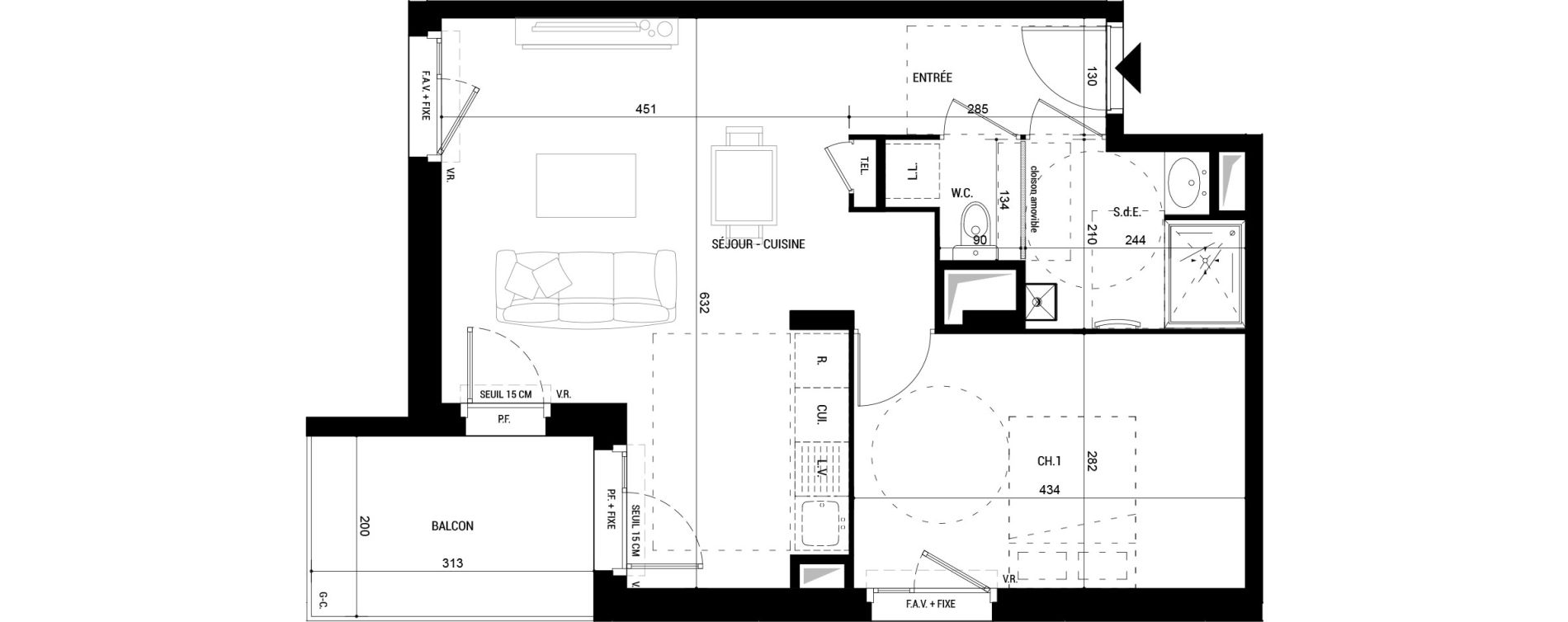 Appartement T2 de 47,25 m2 &agrave; Amb&eacute;rieu-En-Bugey Longeray - gare