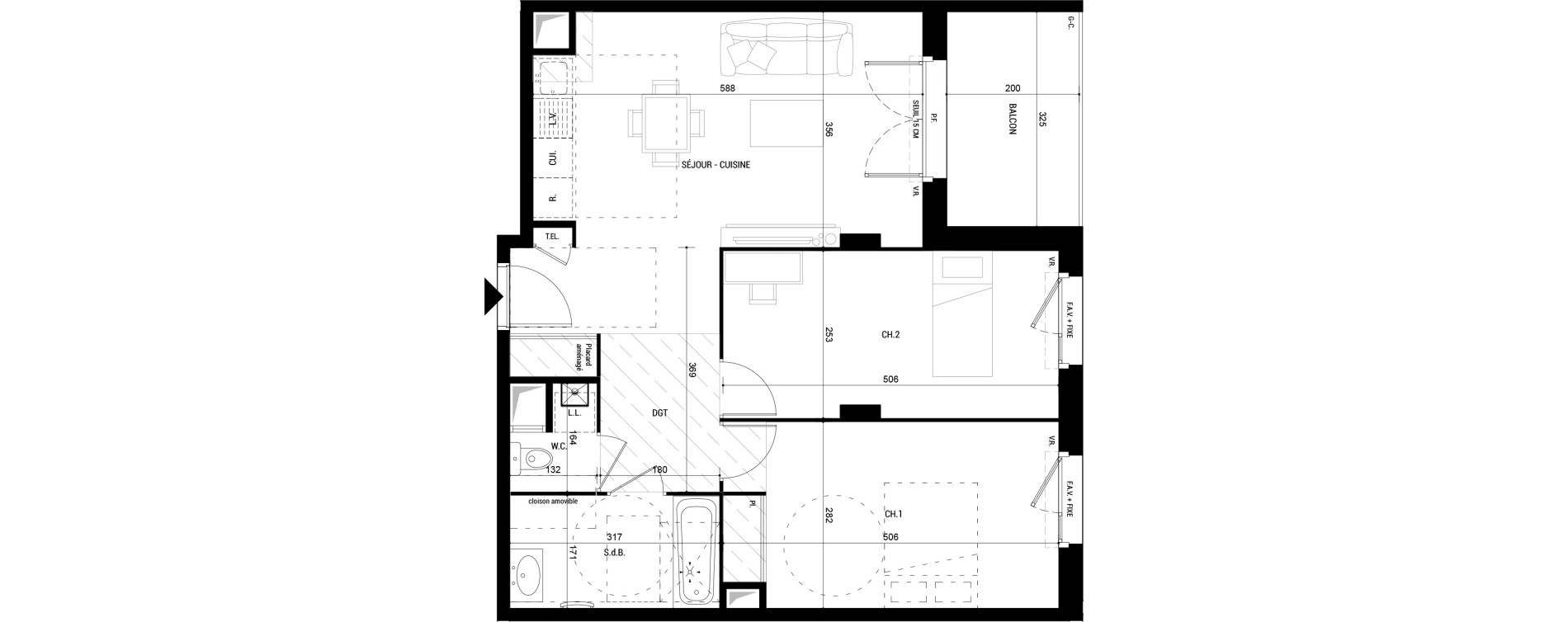 Appartement T3 de 63,05 m2 &agrave; Amb&eacute;rieu-En-Bugey Longeray - gare