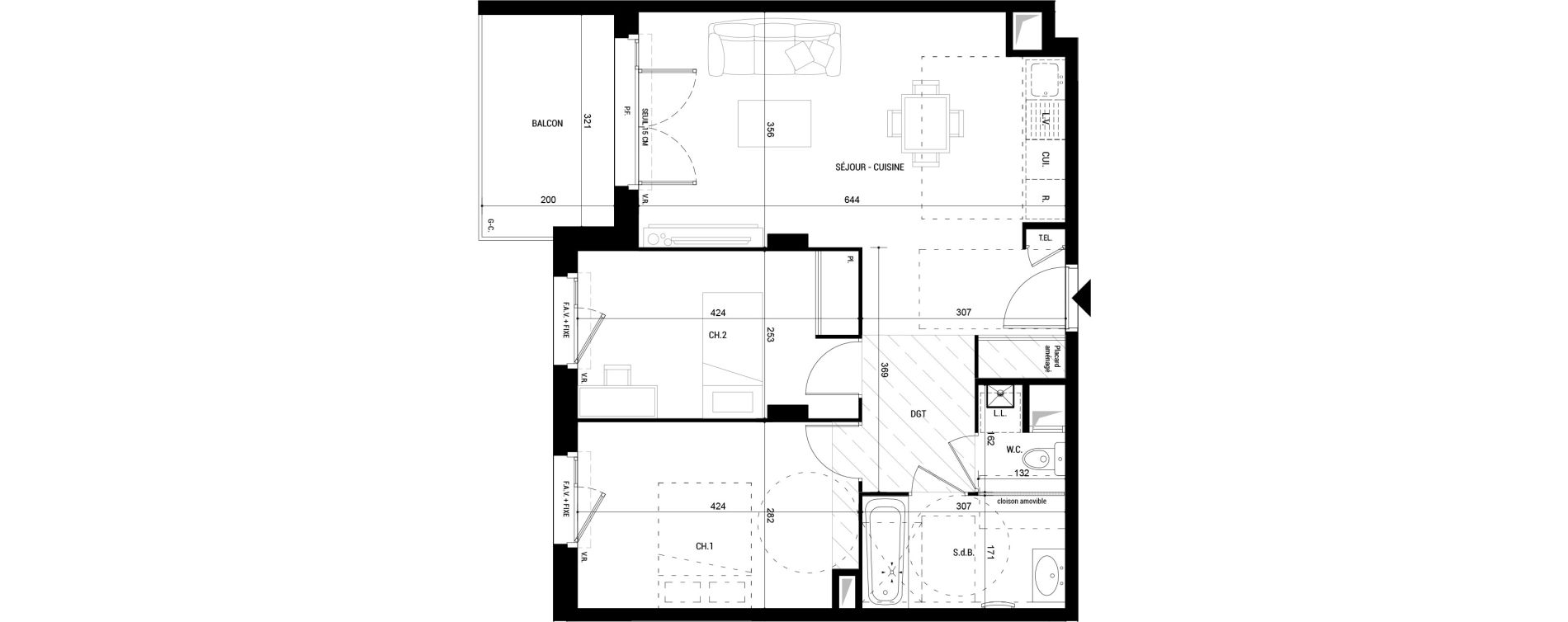 Appartement T3 de 59,95 m2 &agrave; Amb&eacute;rieu-En-Bugey Longeray - gare