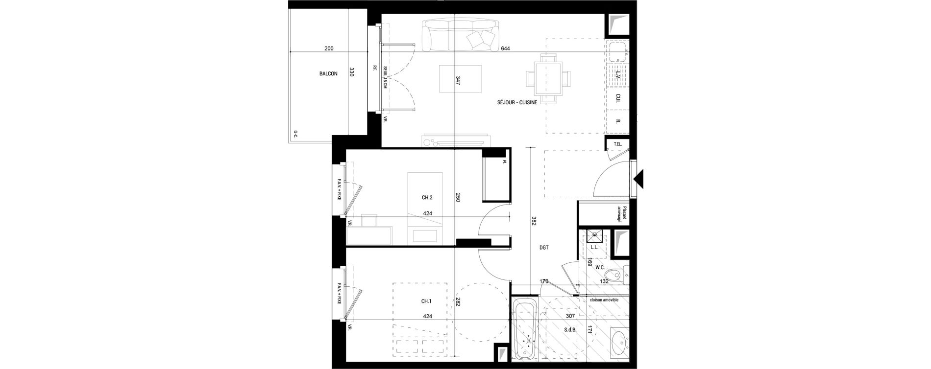 Appartement T3 de 59,95 m2 &agrave; Amb&eacute;rieu-En-Bugey Longeray - gare