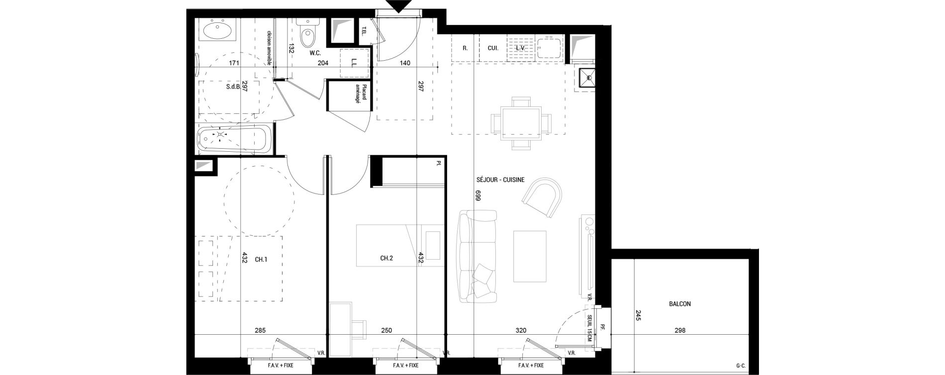 Appartement T3 de 59,79 m2 &agrave; Amb&eacute;rieu-En-Bugey Longeray - gare