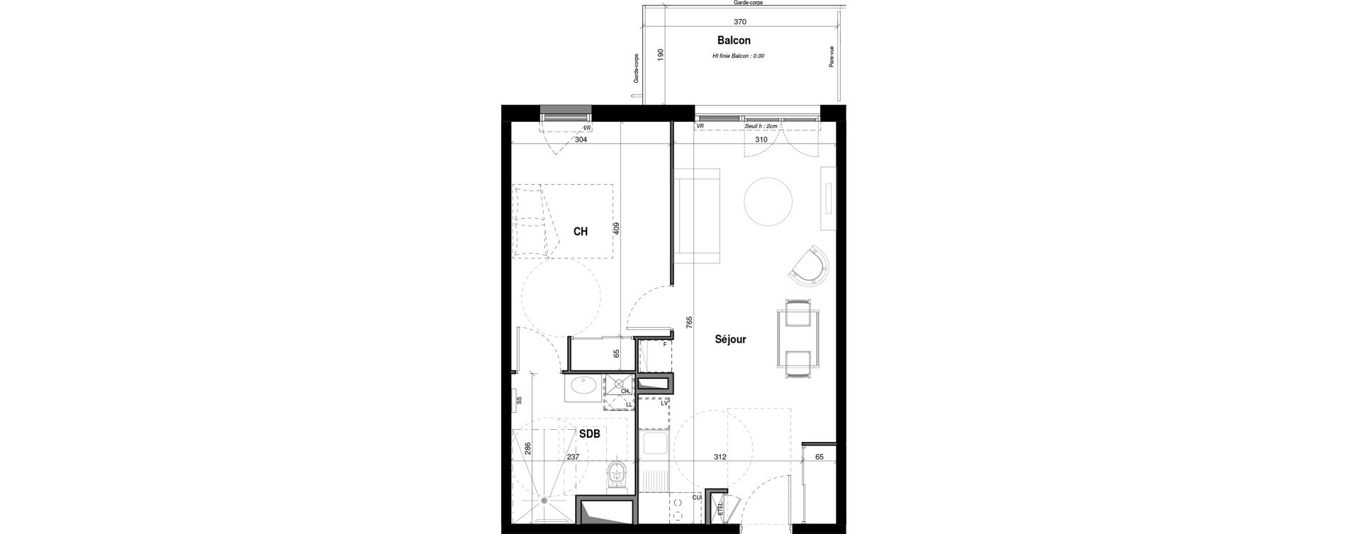 Appartement T2 de 45,57 m2 &agrave; Amb&eacute;rieu-En-Bugey Longeray - gare