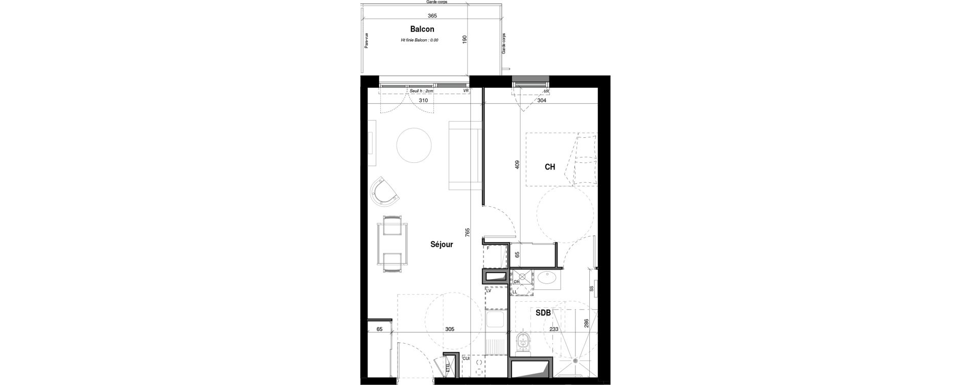 Appartement T2 de 44,77 m2 &agrave; Amb&eacute;rieu-En-Bugey Longeray - gare