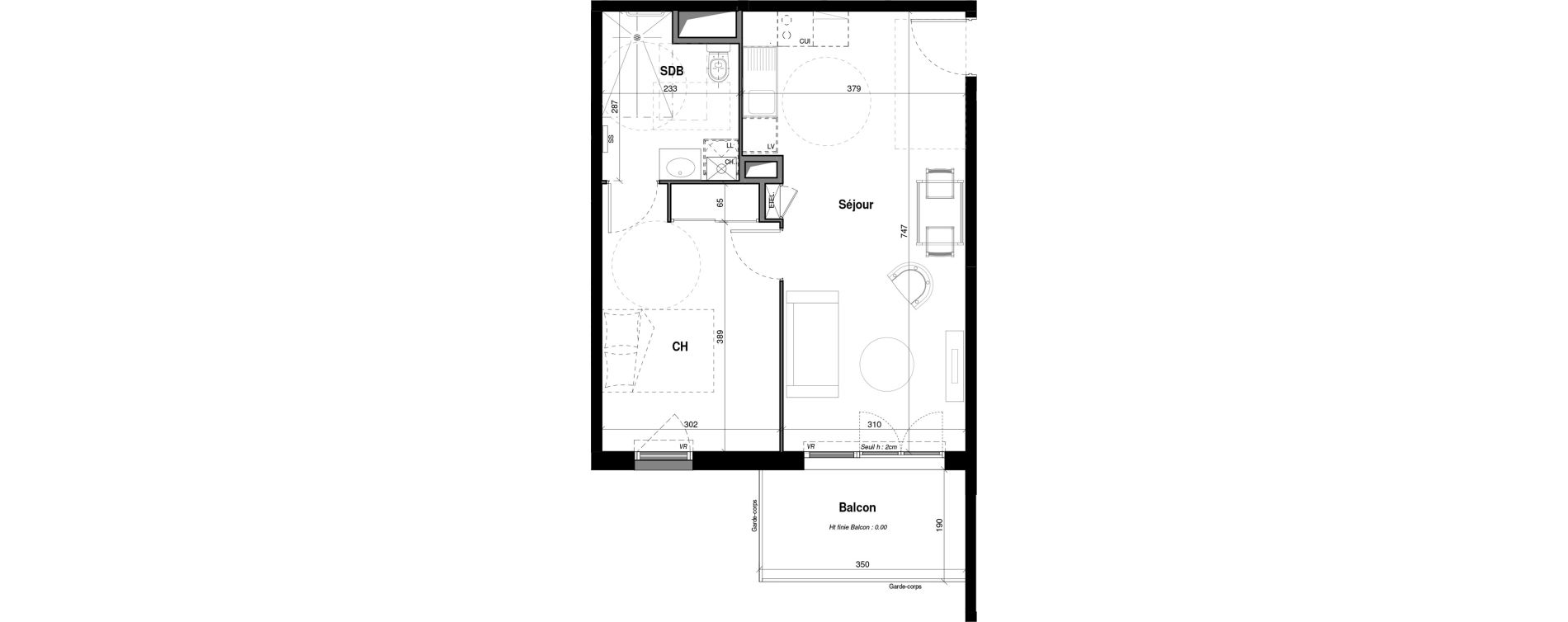 Appartement T2 de 44,38 m2 &agrave; Amb&eacute;rieu-En-Bugey Longeray - gare