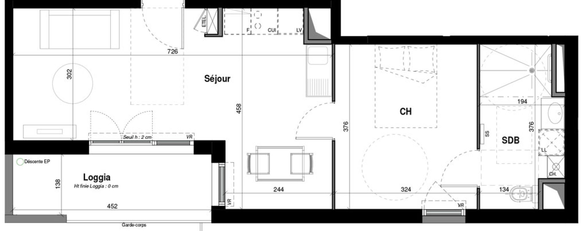 Appartement T2 de 43,81 m2 &agrave; Amb&eacute;rieu-En-Bugey Longeray - gare