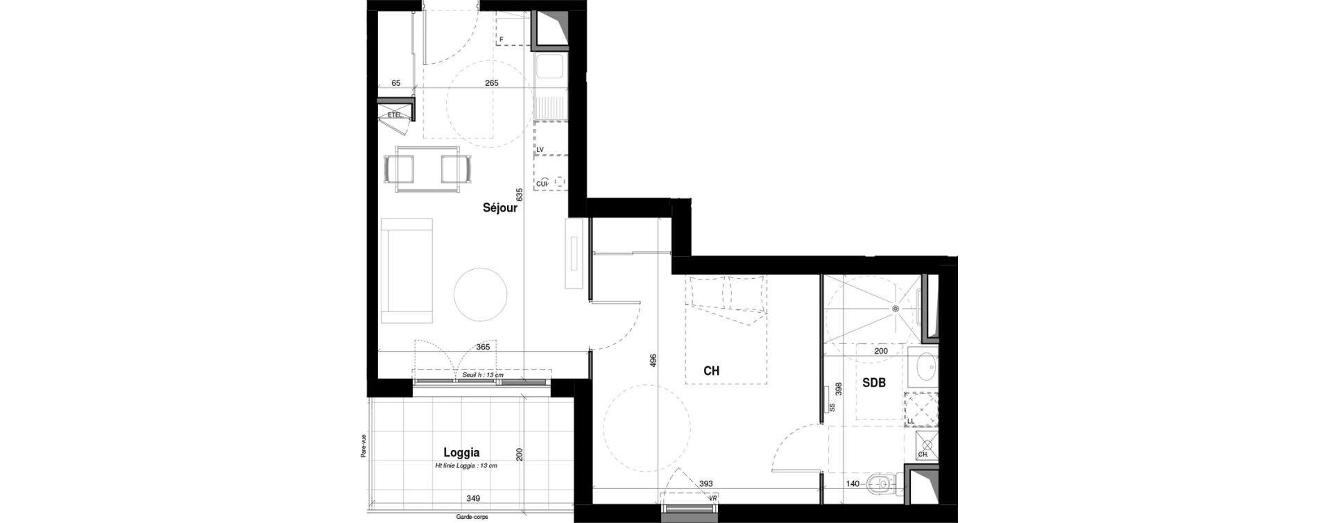 Appartement T2 de 45,38 m2 &agrave; Amb&eacute;rieu-En-Bugey Longeray - gare