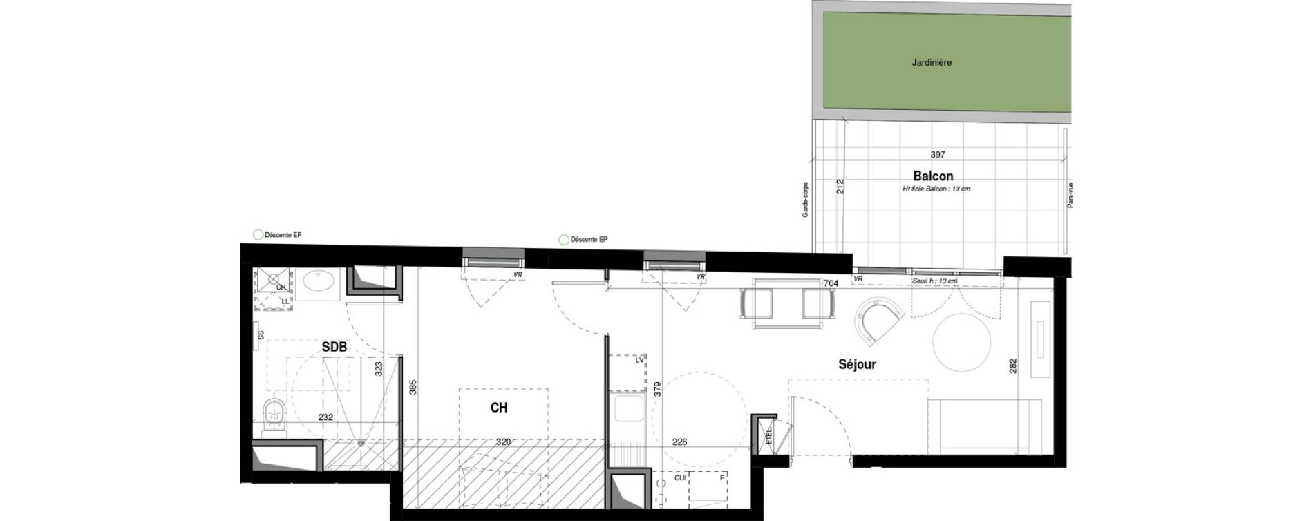 Appartement T2 de 40,29 m2 &agrave; Amb&eacute;rieu-En-Bugey Longeray - gare
