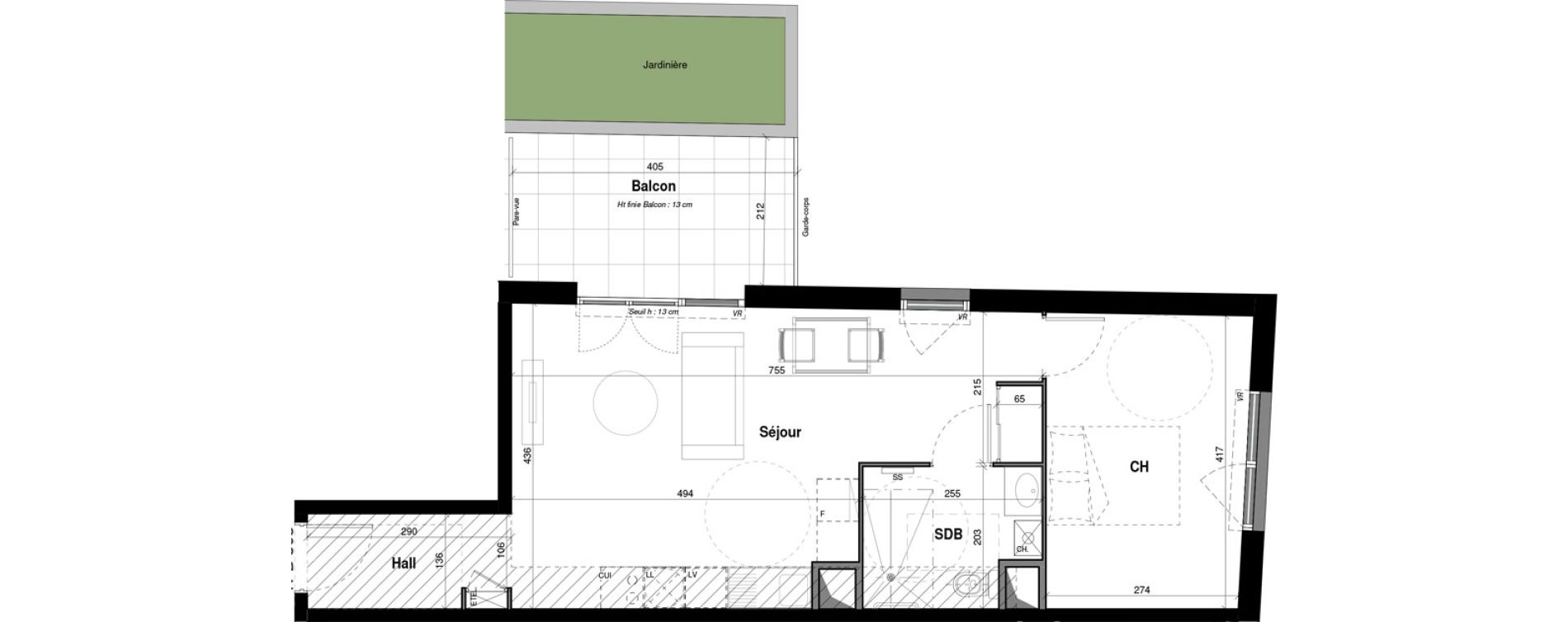 Appartement T2 de 46,93 m2 &agrave; Amb&eacute;rieu-En-Bugey Longeray - gare