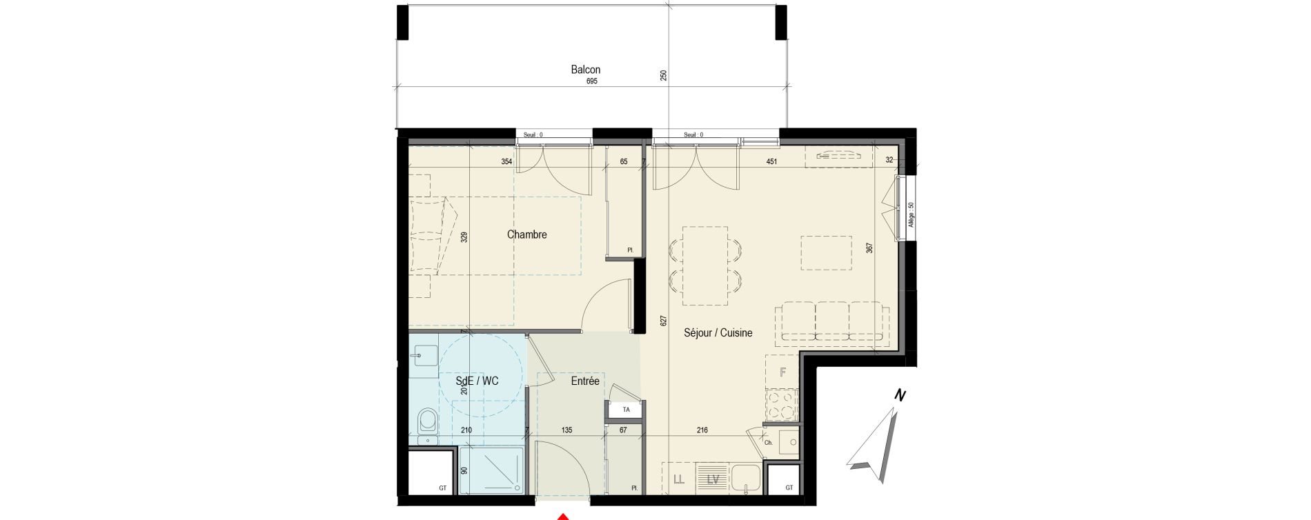Appartement T2 de 47,77 m2 &agrave; Bellegarde-Sur-Valserine Centre