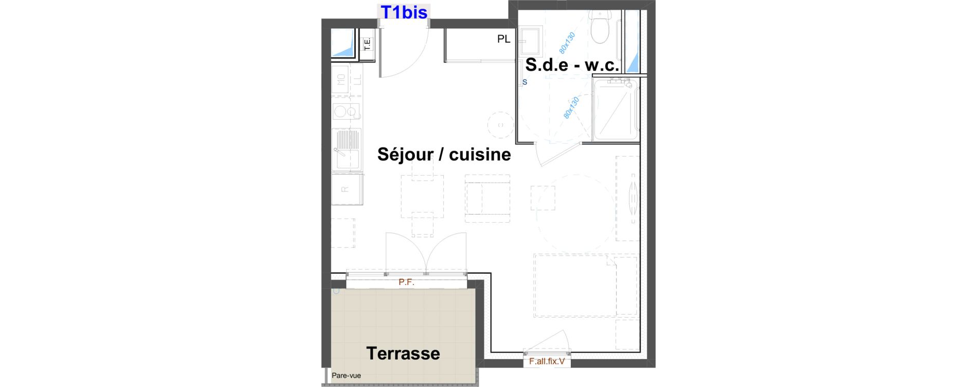 Appartement T1 meubl&eacute; de 30,65 m2 &agrave; Belley Centre