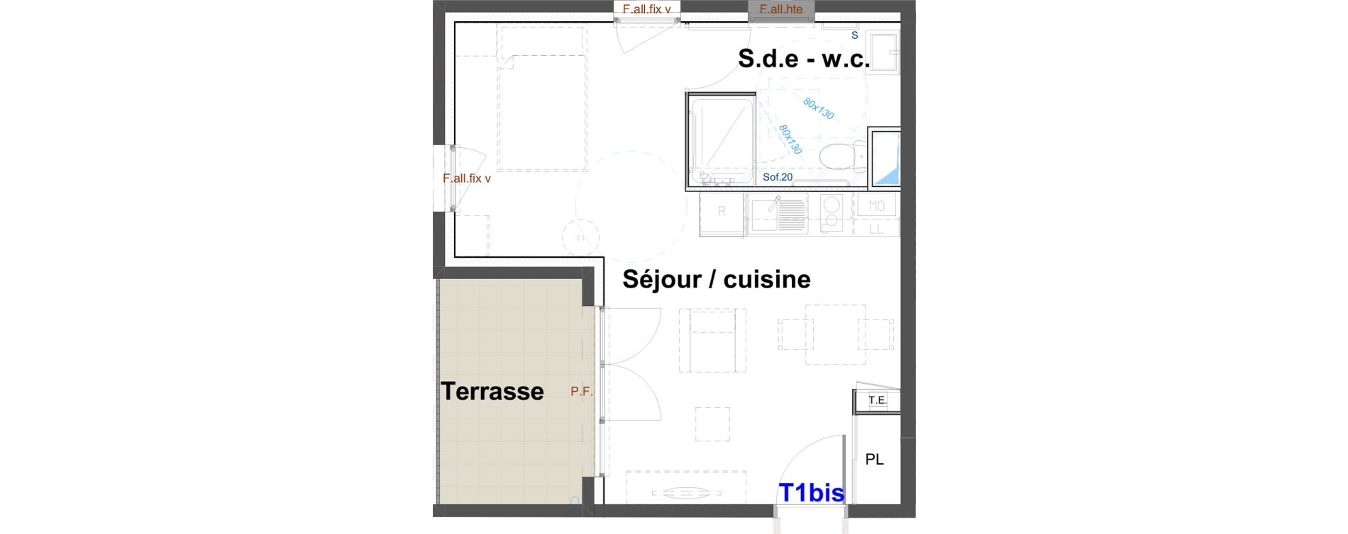 Appartement T1 meubl&eacute; de 31,13 m2 &agrave; Belley Centre