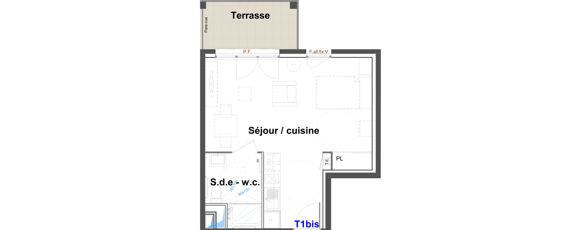 Appartement T1 meubl&eacute; de 31,54 m2 &agrave; Belley Centre
