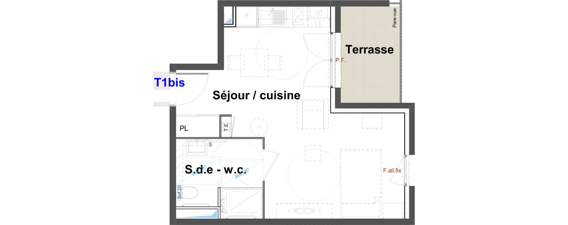 Appartement T1 meubl&eacute; de 29,95 m2 &agrave; Belley Centre