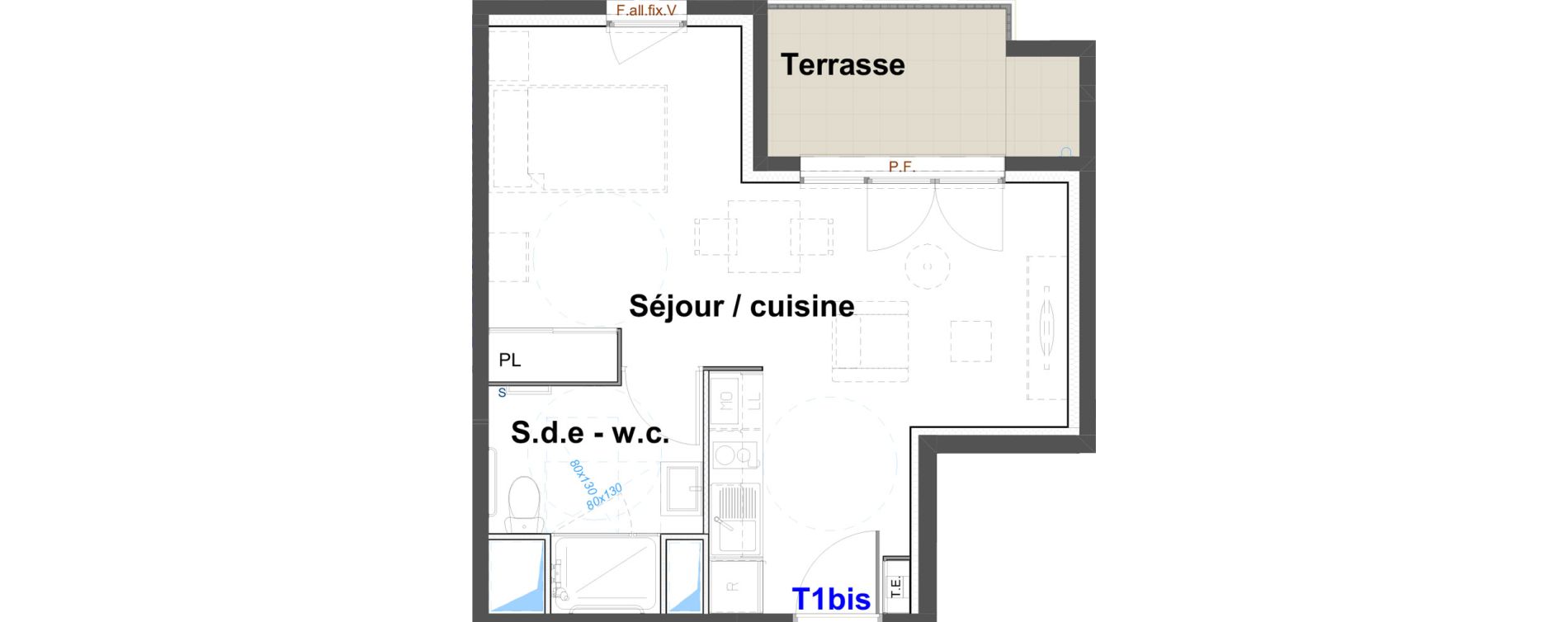Appartement T1 meubl&eacute; de 30,80 m2 &agrave; Belley Centre