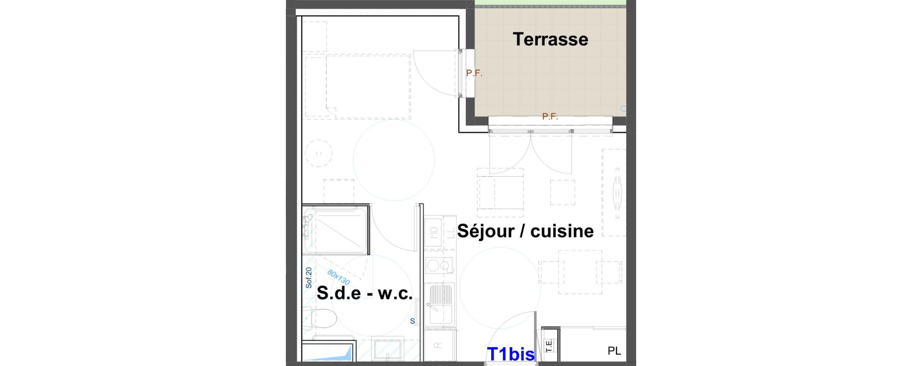 Appartement T1 meubl&eacute; de 30,44 m2 &agrave; Belley Centre