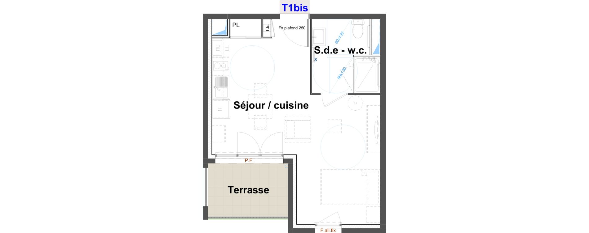 Appartement T1 meubl&eacute; de 31,04 m2 &agrave; Belley Centre