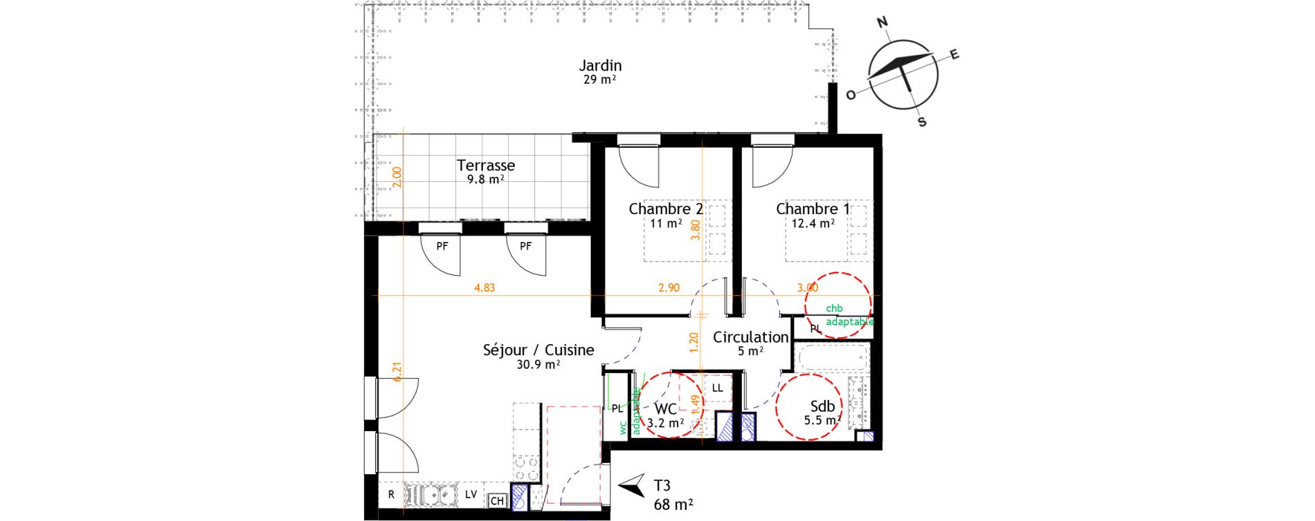 Appartement T3 de 68,00 m2 &agrave; Belley Centre