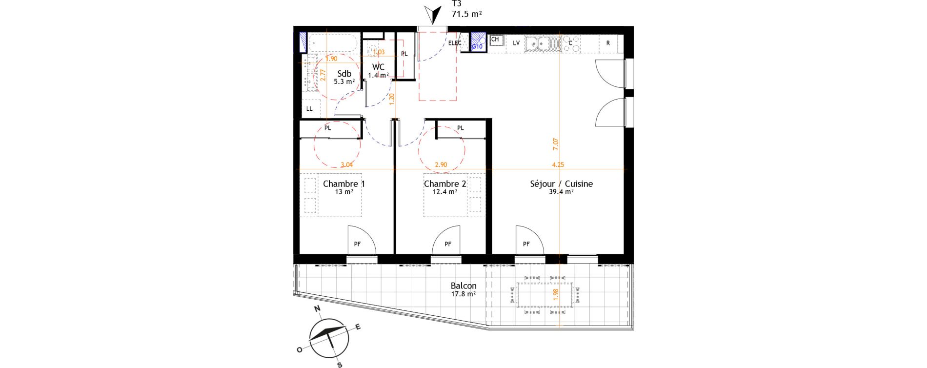 Appartement T3 de 71,50 m2 &agrave; Belley Centre