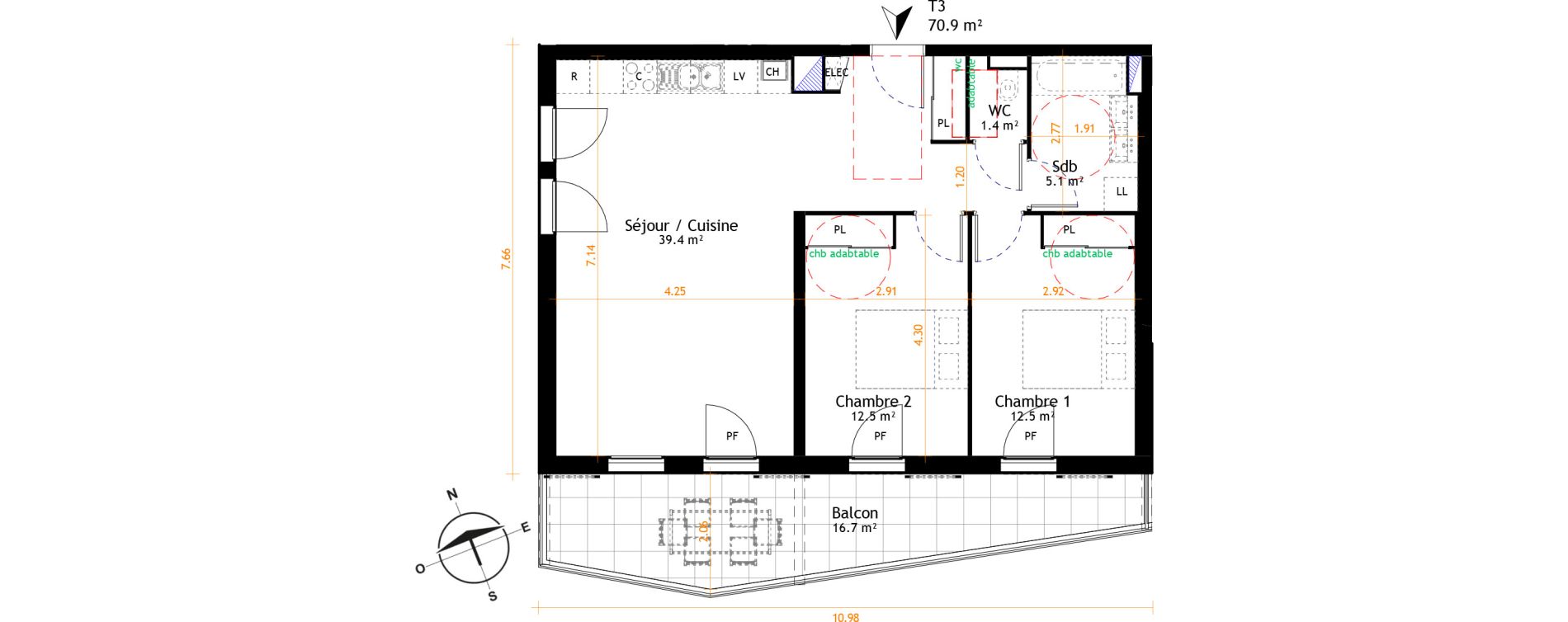 Appartement T3 de 70,90 m2 &agrave; Belley Centre