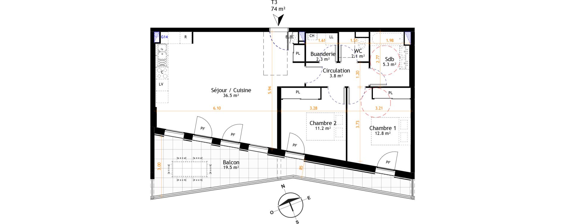 Appartement T3 de 74,00 m2 &agrave; Belley Centre