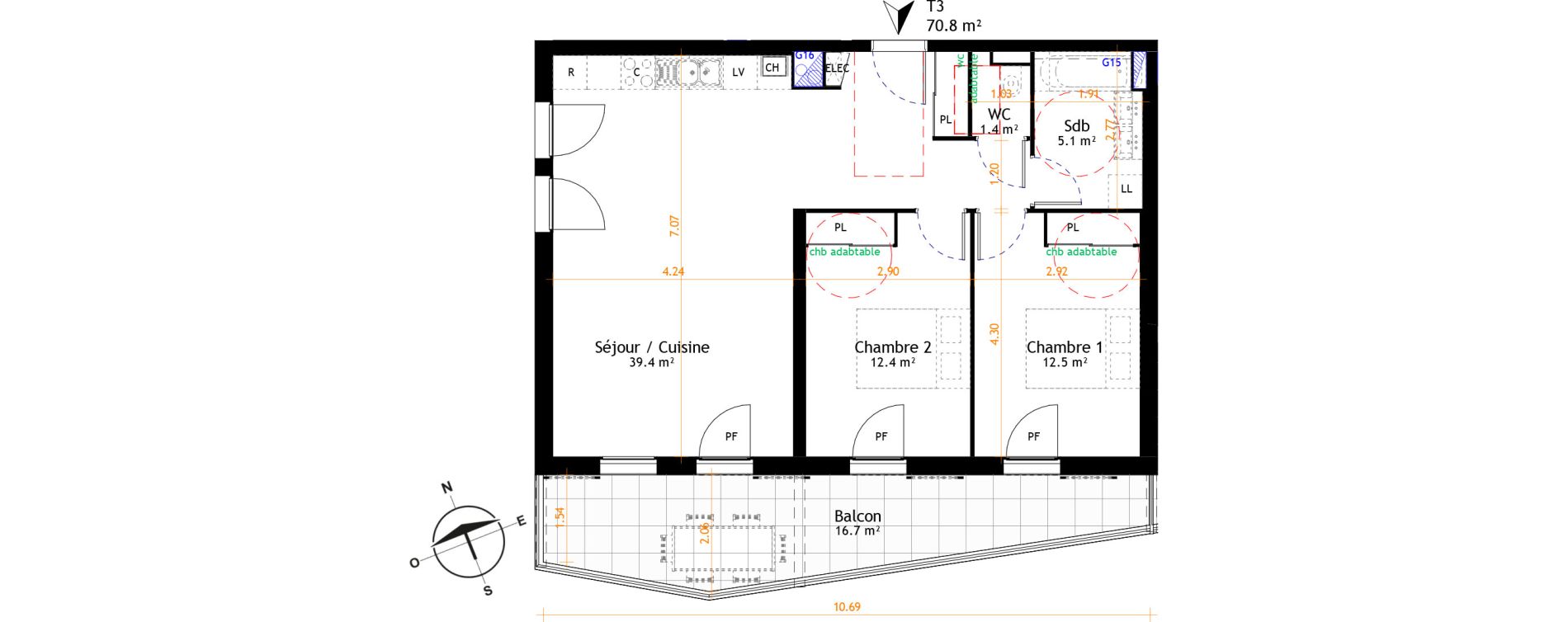 Appartement T3 de 70,80 m2 &agrave; Belley Centre