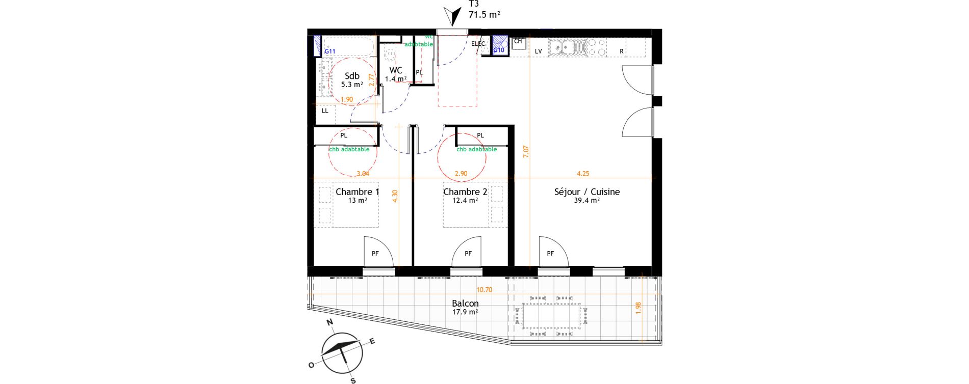 Appartement T3 de 71,50 m2 &agrave; Belley Centre
