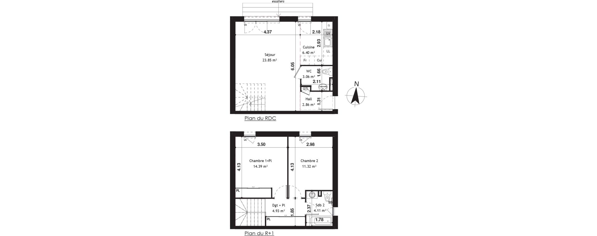 Duplex T3 de 70,92 m2 &agrave; Beynost Centre