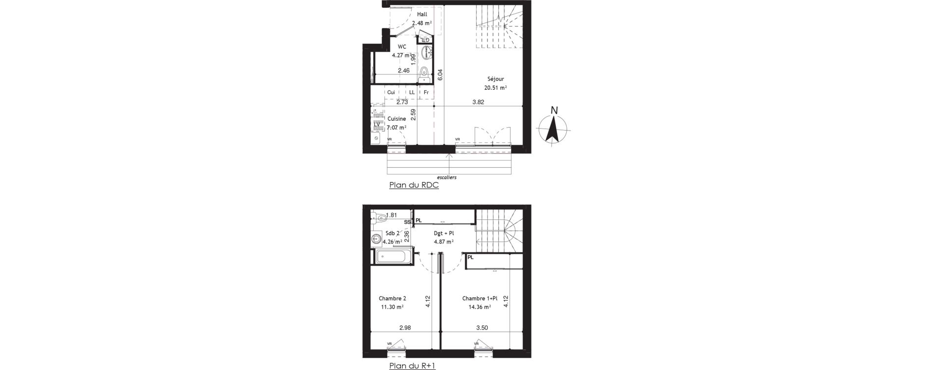 Duplex T3 de 69,12 m2 &agrave; Beynost Centre