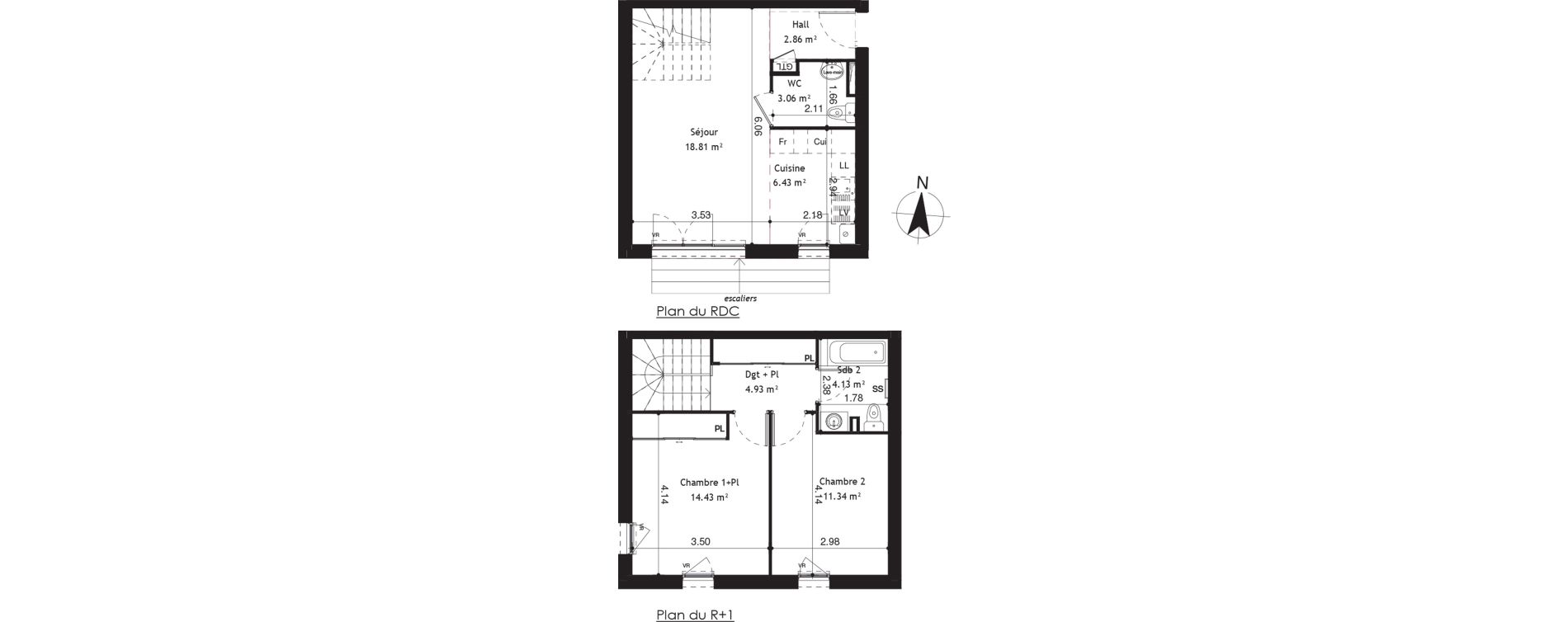Duplex T3 de 65,99 m2 &agrave; Beynost Centre