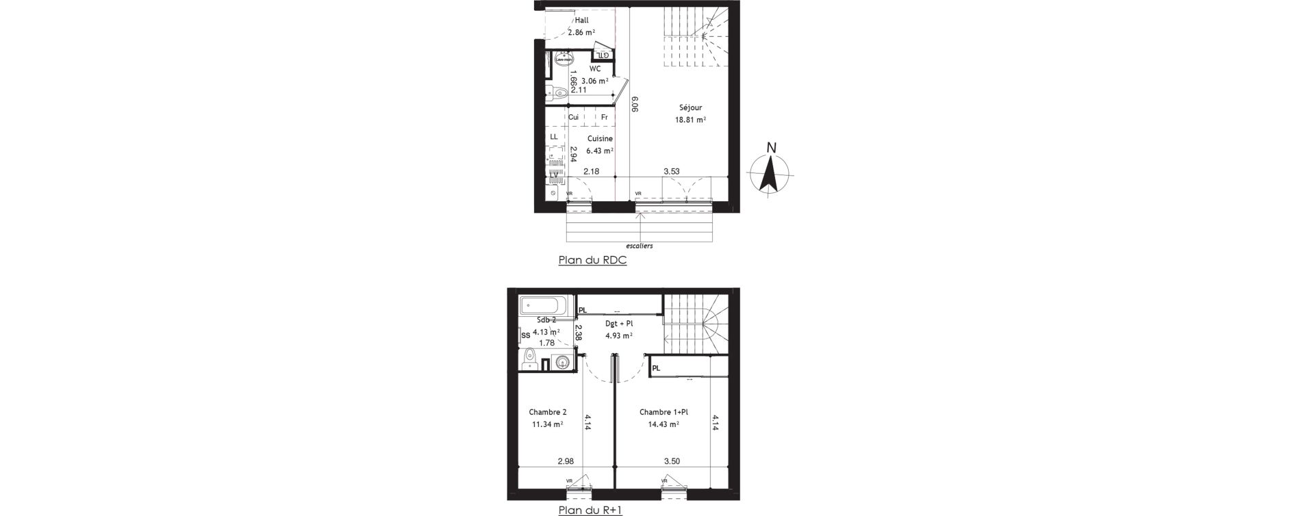 Duplex T3 de 65,99 m2 &agrave; Beynost Centre