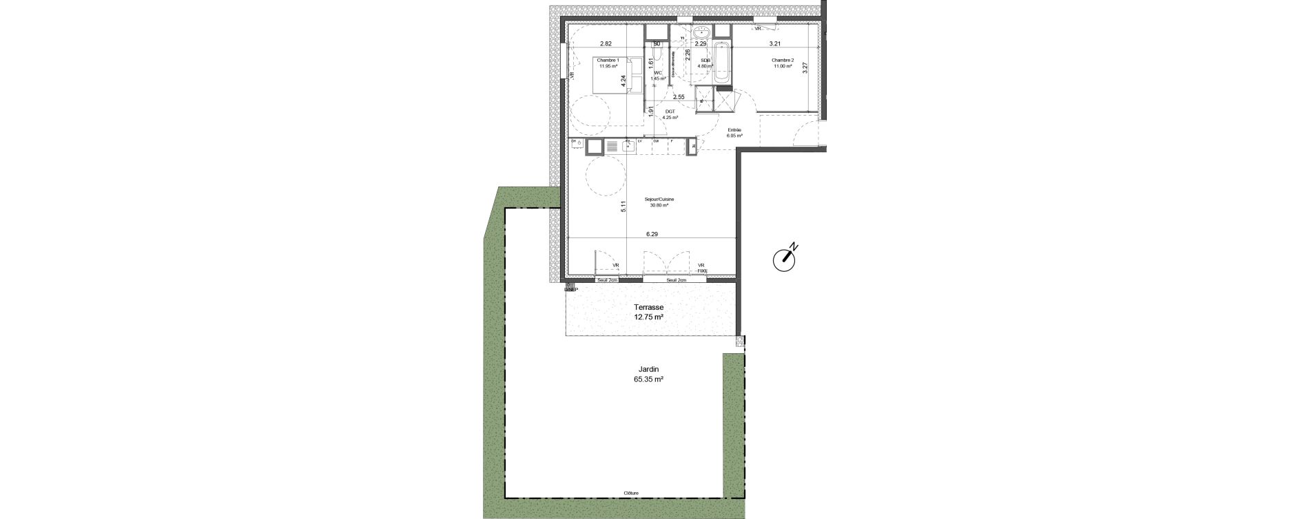 Appartement T3 de 70,30 m2 &agrave; Beynost Centre