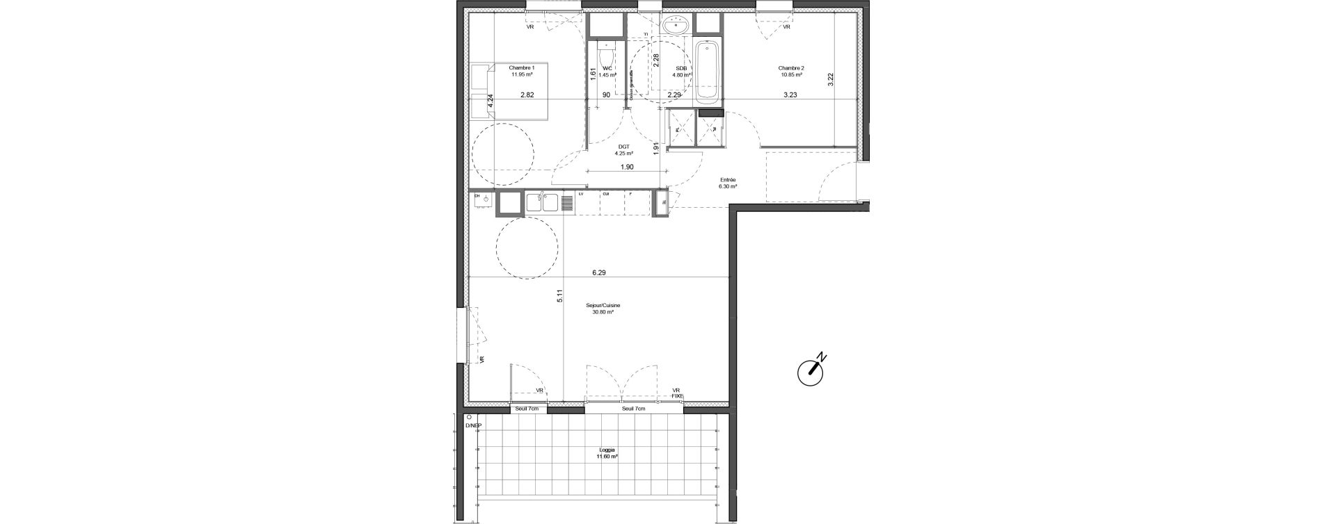 Appartement T3 de 70,40 m2 &agrave; Beynost Centre