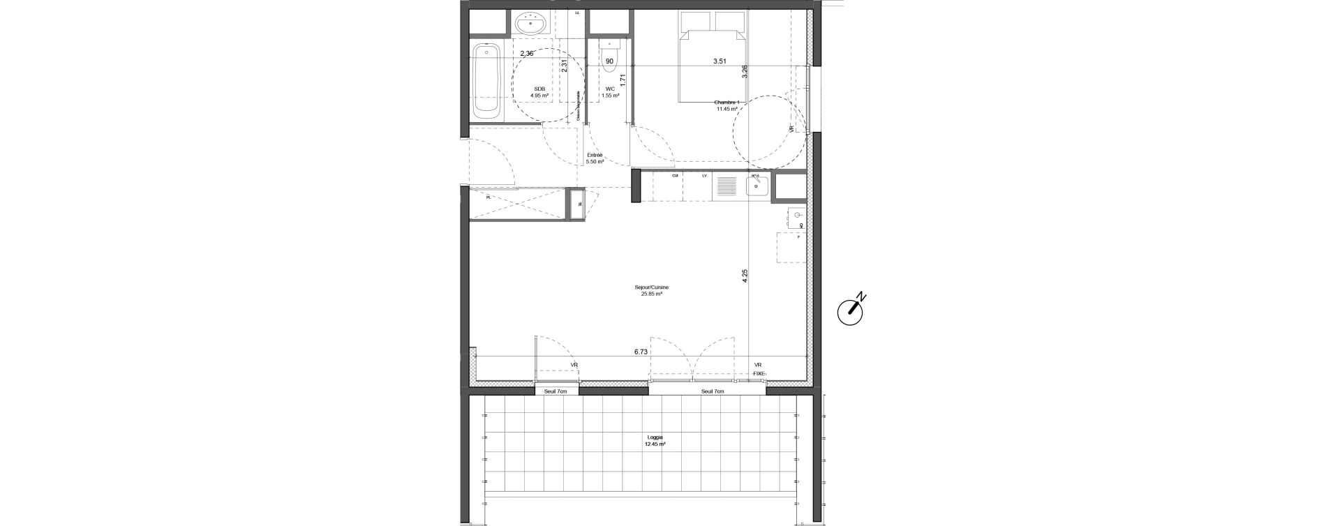 Appartement T2 de 49,30 m2 &agrave; Beynost Centre