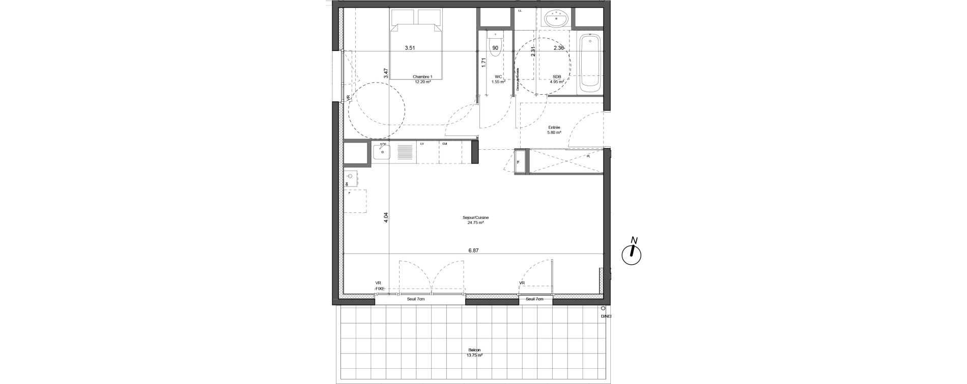Appartement T2 de 49,25 m2 &agrave; Beynost Centre
